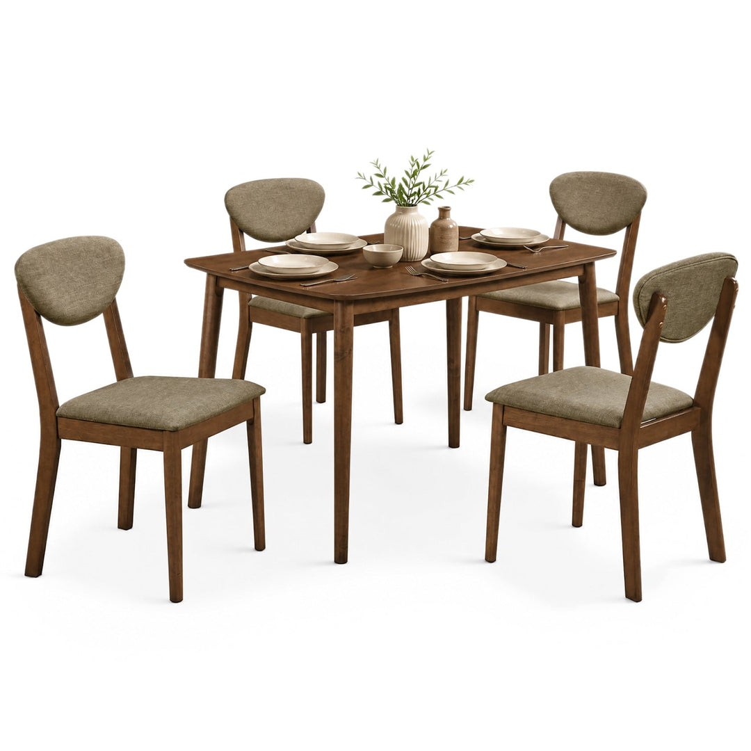 5-Piece Dining Set with Rectangular Table & 4 Fabric Chairs