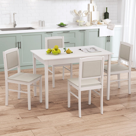 5-Piece Dining Set for 4 with Rubber Wood Legs for Small Dining Room