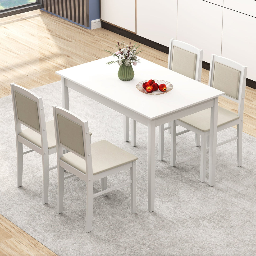 5-Piece Dining Set for 4 with Rubber Wood Legs for Small Dining Room