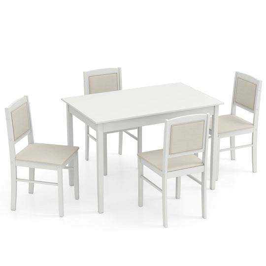 5-Piece Dining Set for 4 with Rubber Wood Legs for Small Dining Room
