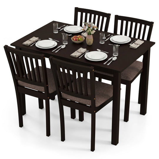 5-Piece Dining Table Set for 4 Rectangular Kitchen Table with 4 Upholstered Chairs