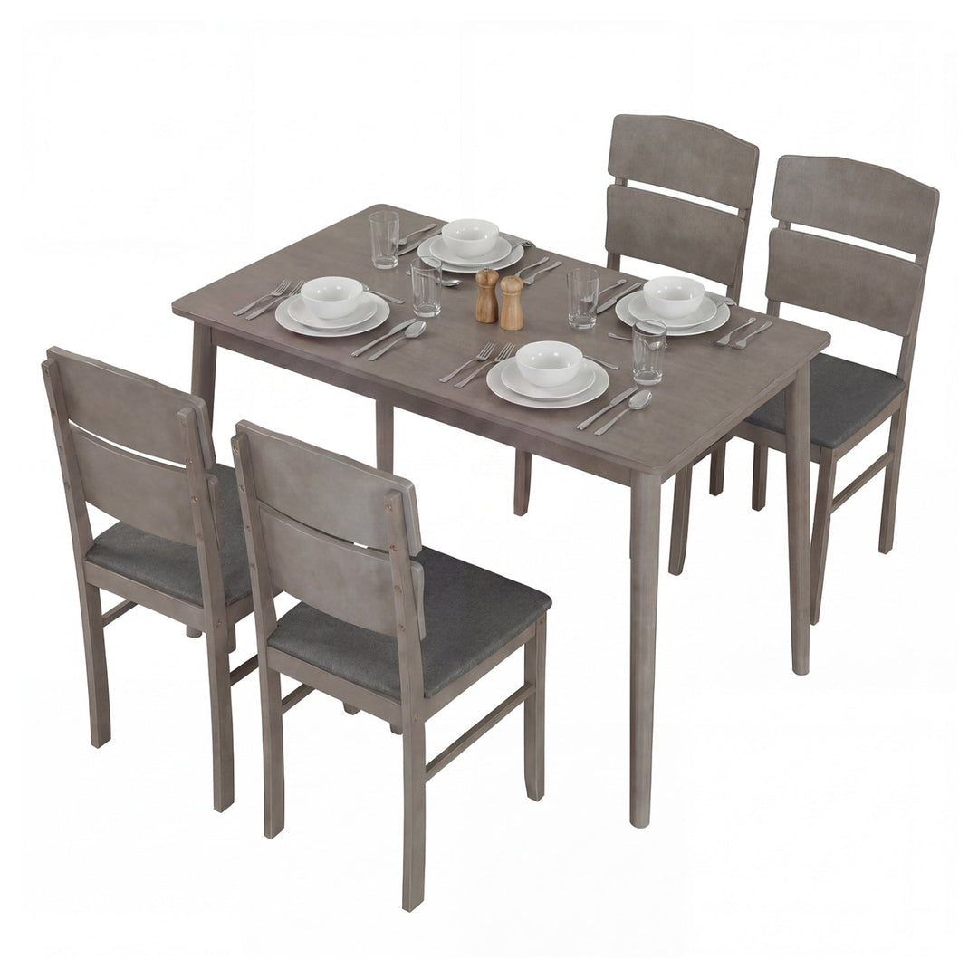5-Piece Dining Table Set with High Curved Back Chairs