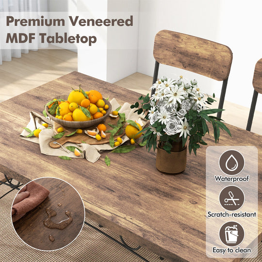 5-Piece Industrial Dining Table Set for 4 for Small Place Apartment-Brown