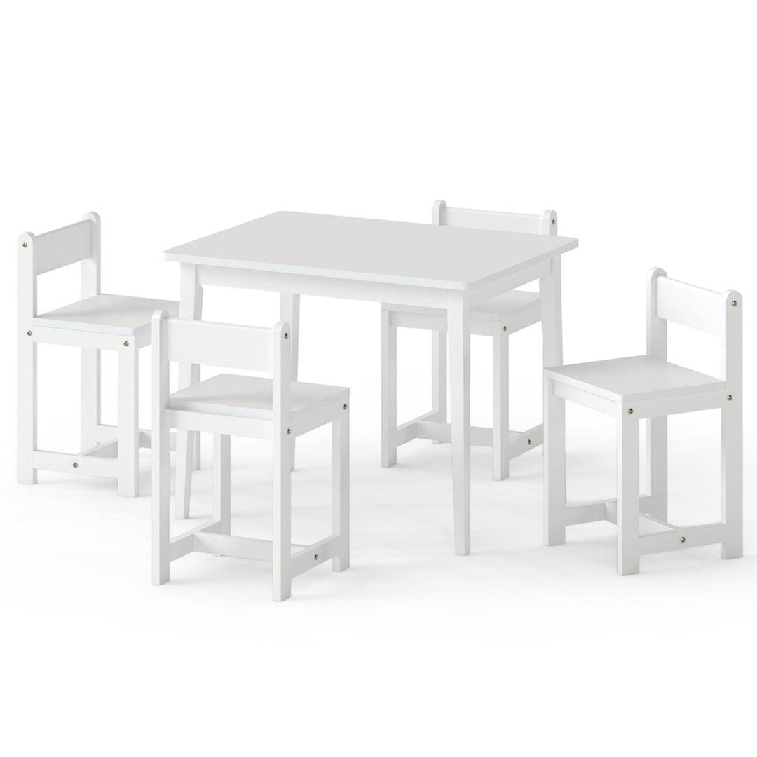 5-Piece Kids Table and Chairs Set Solid Rubber Wood Toddler Activity Table