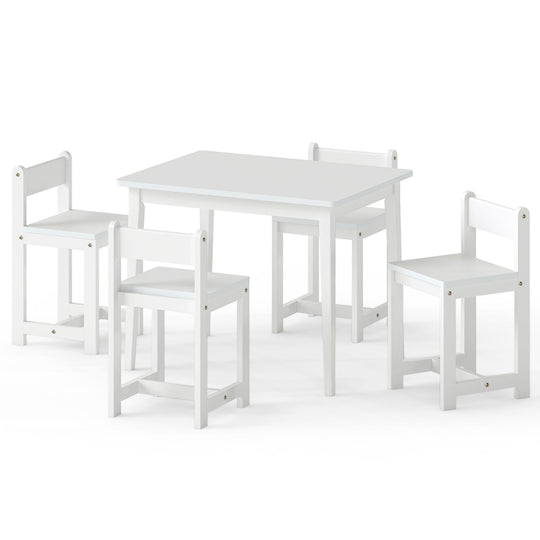 5-Piece Kids Table and Chairs Set Solid Rubber Wood Toddler Activity Table