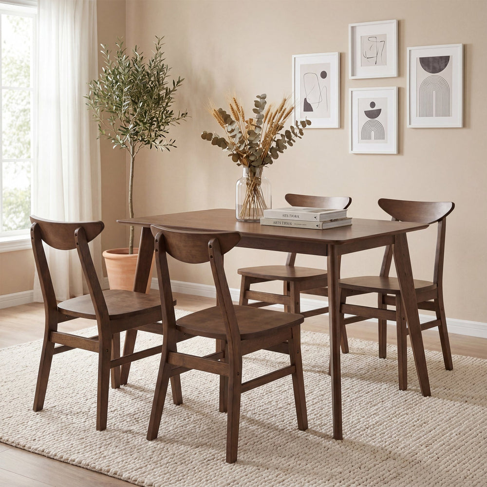 5-Piece Solid Wood Dining Table Set for Small Space