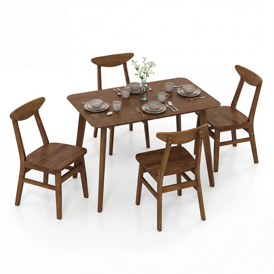 5-Piece Solid Wood Dining Table Set for Small Space