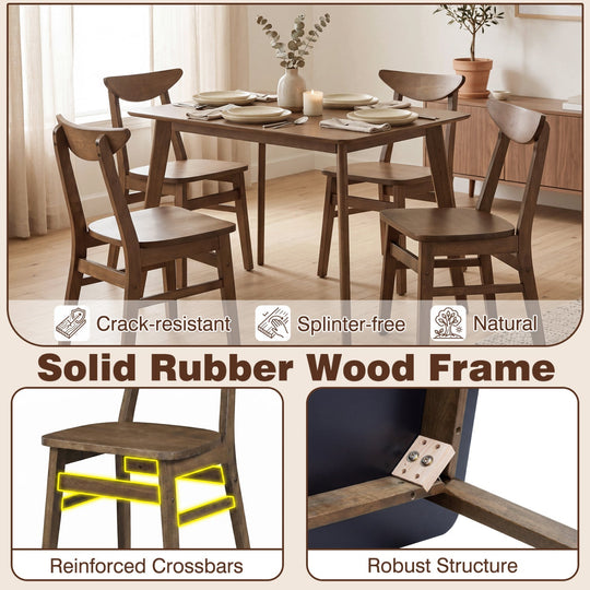5-Piece Solid Wood Dining Table Set for Small Space