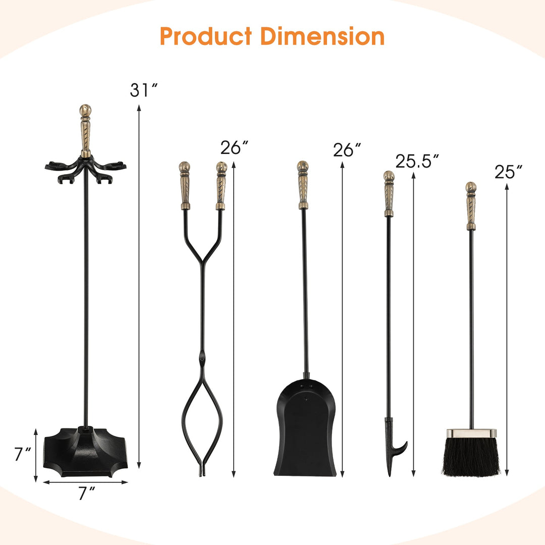 31 Inch 5 Pieces Hearth Fireplace Fire Tools Set