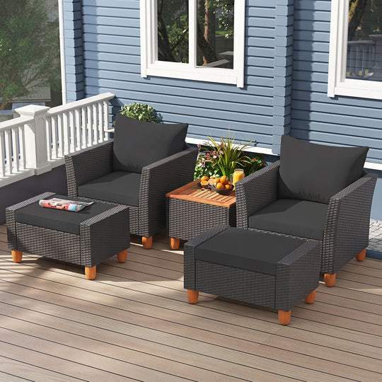 5-Piece Patio Conversation Set with Storage Table