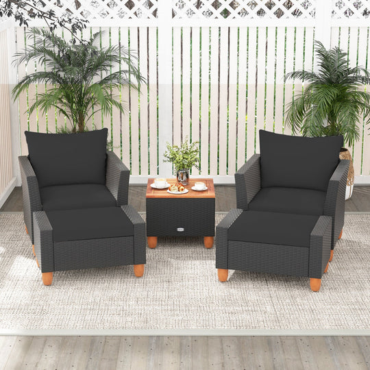 5-Piece Patio Conversation Set with Storage Table