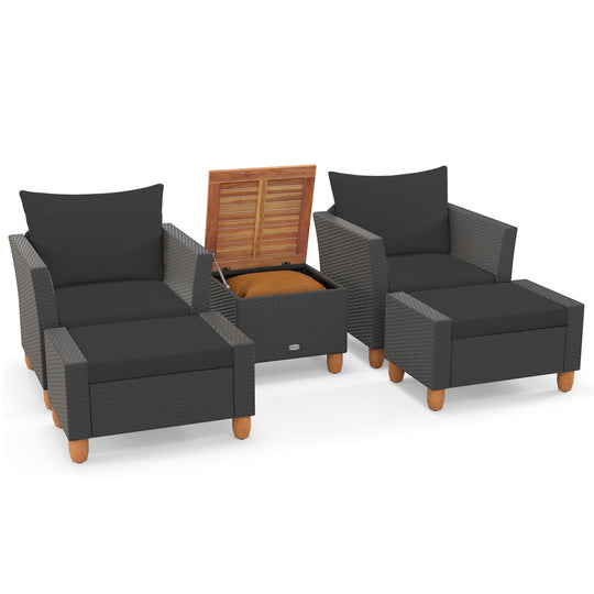 5-Piece Patio Conversation Set with Storage Table