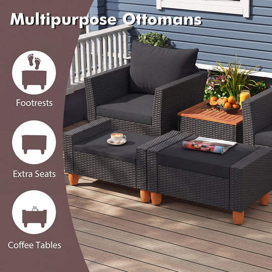 5-Piece Patio Conversation Set with Storage Table