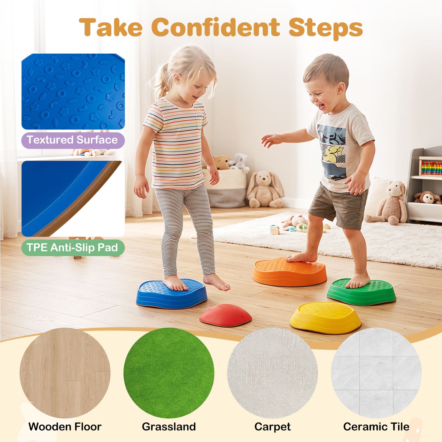 Inflatable Tpe 5 Pieces Stepping Stones for Kids with Cute Crab Theme – GBruno Store