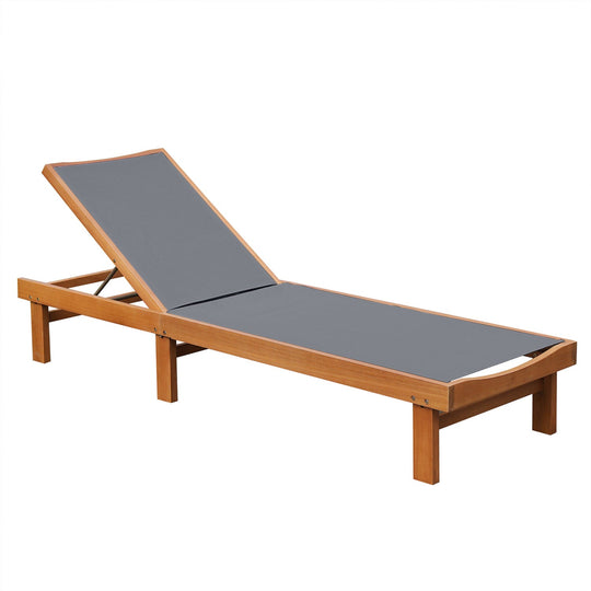 Adjustable Wood Chaise Lounge Chair with 5-Position Backrest