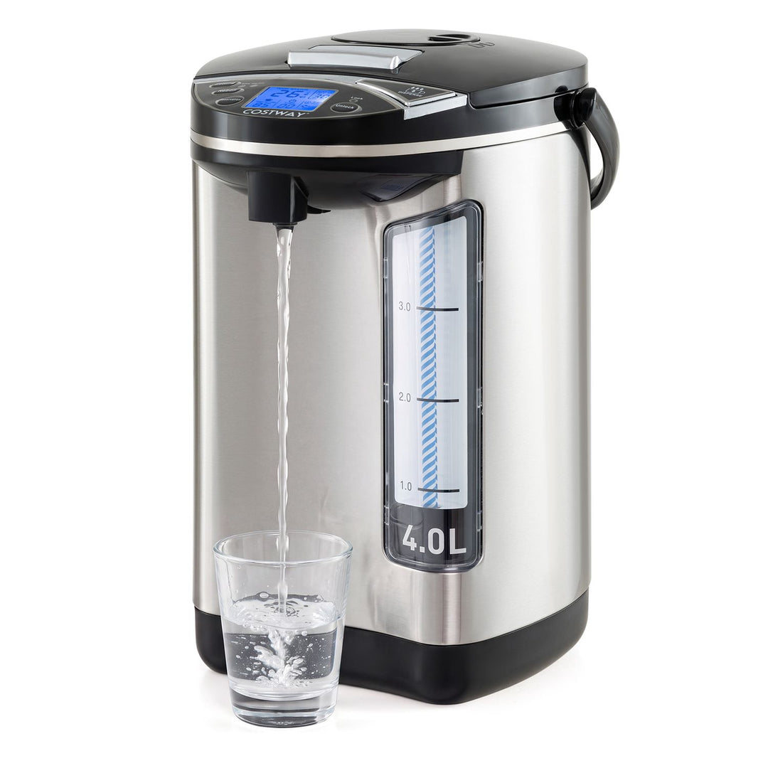 5 Temp Settings Stainless Steel Hot Water Dispenser with Auto-Shut Off and Dry Burn Protection-4L