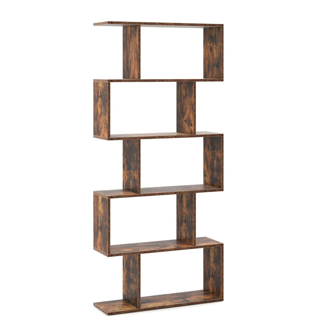 5-Tier Bookshelf with Anti-Toppling Device for Living Room Home Office