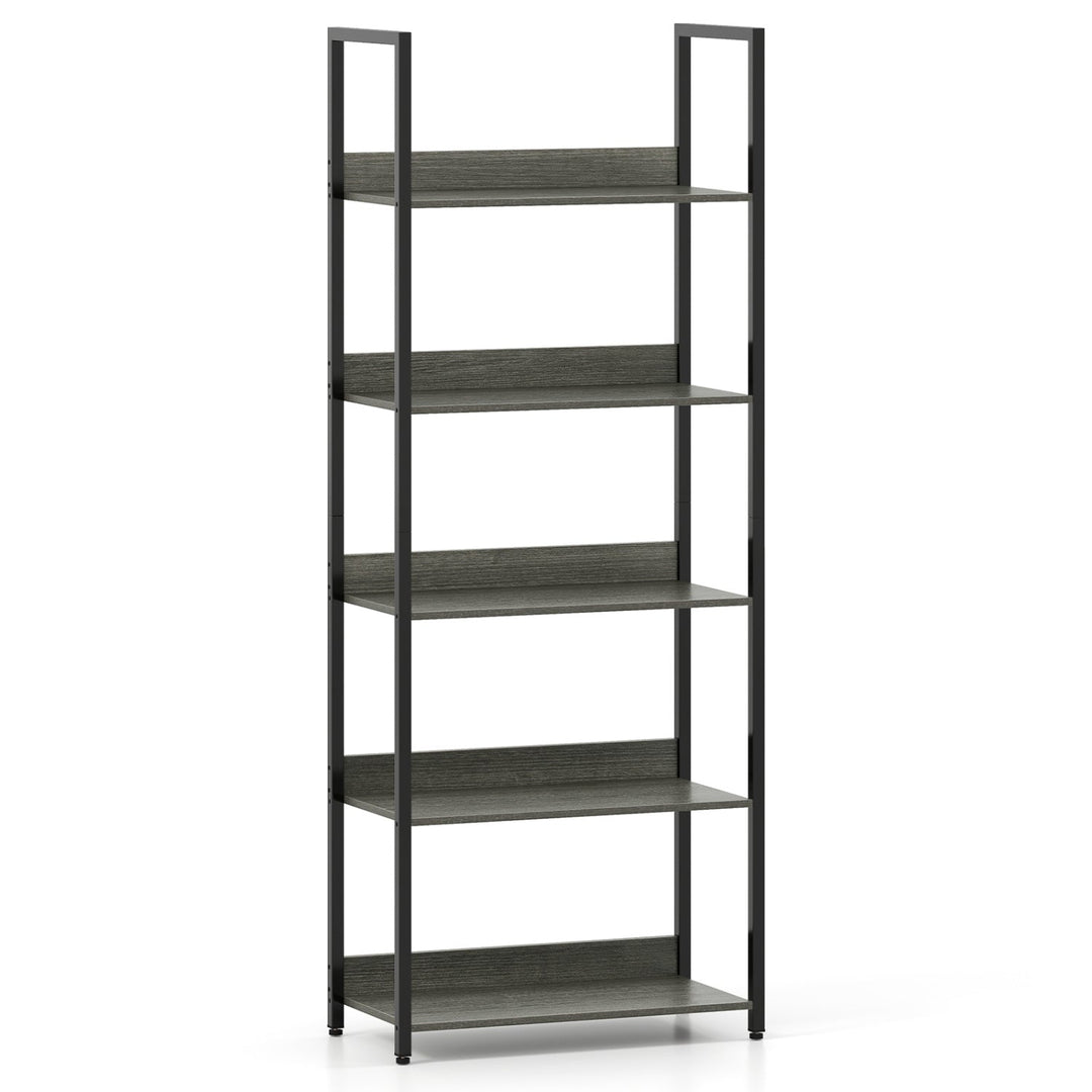 5-Tier Bookshelf Tall Wooden Open Bookcase with Back Panels