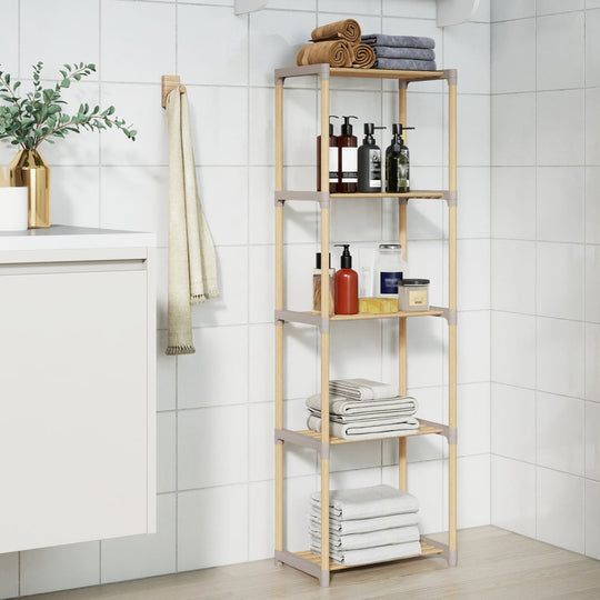 5-Tier Pine Wood Bookshelf with Open Shelves
