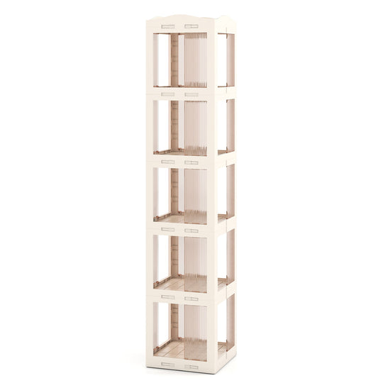 5-Tier Foldable Rotating Bookshelf 360¬∞ Spinning Bookcase with Swivel Base-White