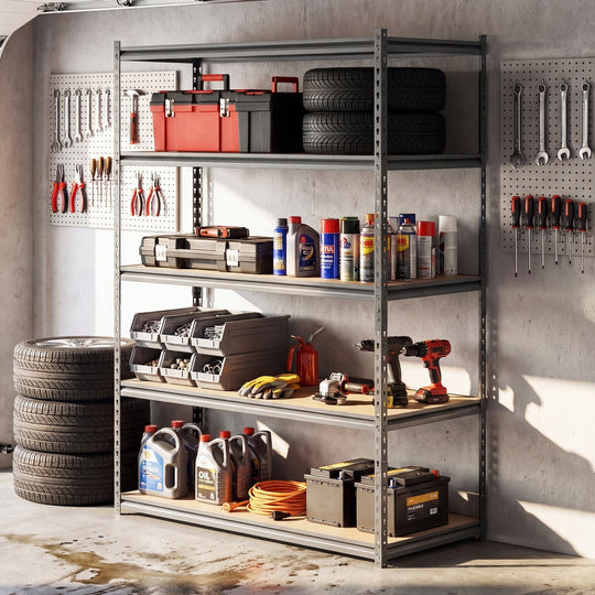 5-Tier Garage Shelving Unit 2200 LBS Metal Storage Shelves Adjustable Utility Rack for Warehouse