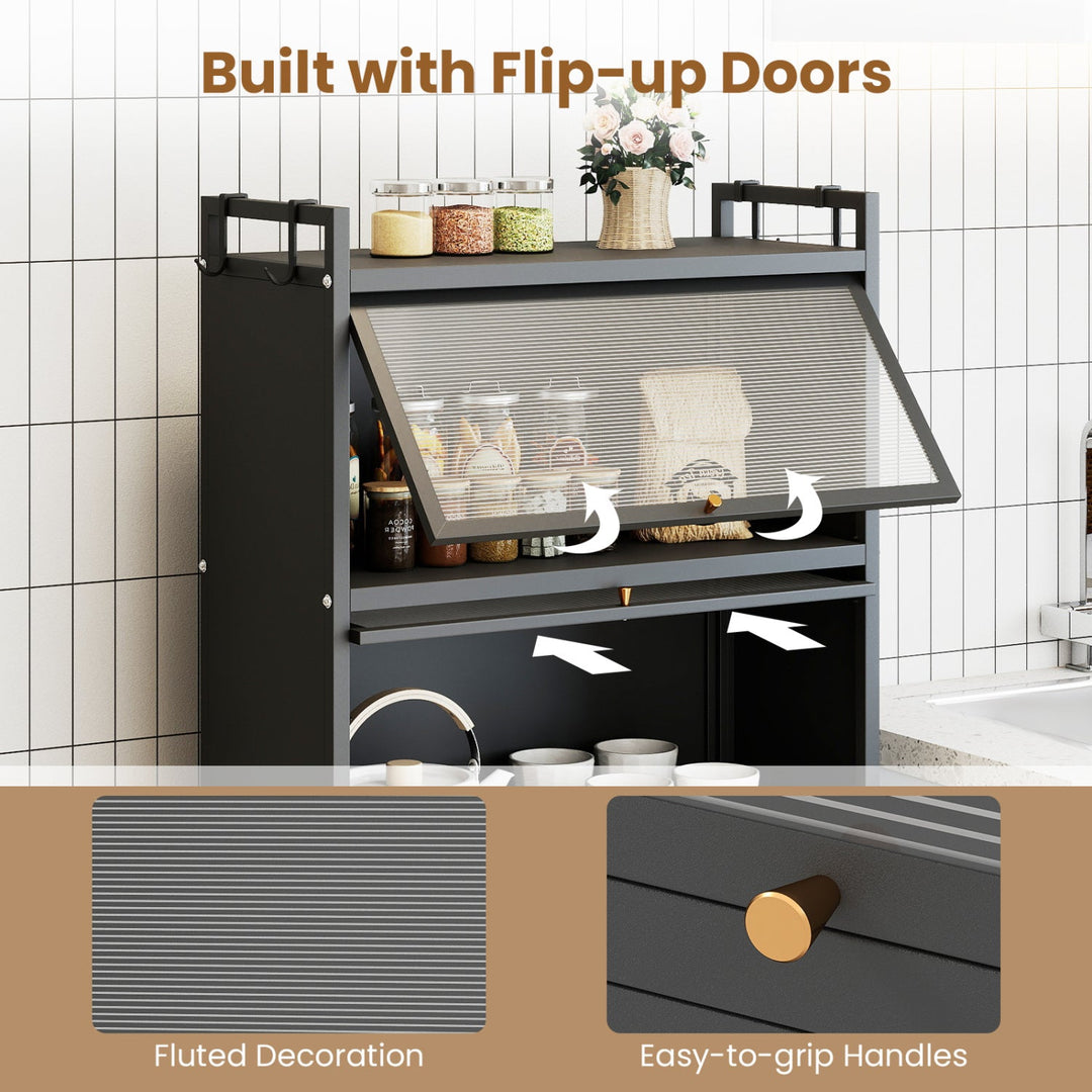 5-Tier Kitchen Storage Cabinet with Rolling Wheels - White