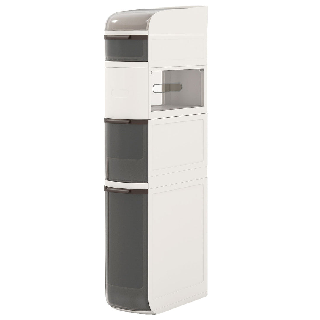 5-Tier Narrow Bathroom Storage Cabinet with Drawers and Tissue Box