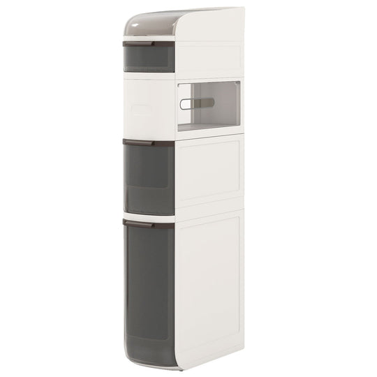 5-Tier Narrow Bathroom Storage Cabinet with Drawers and Tissue Box