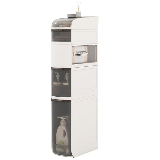 5-Tier Narrow Bathroom Storage Cabinet with Drawers and Tissue Box
