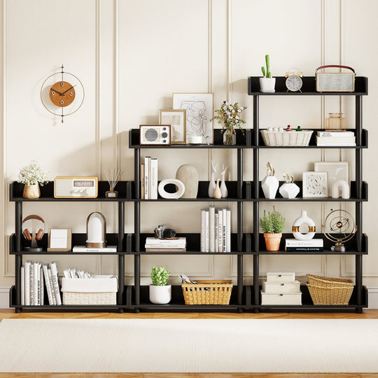 5-Tier Open Bookcase with Industrial Storage Unit