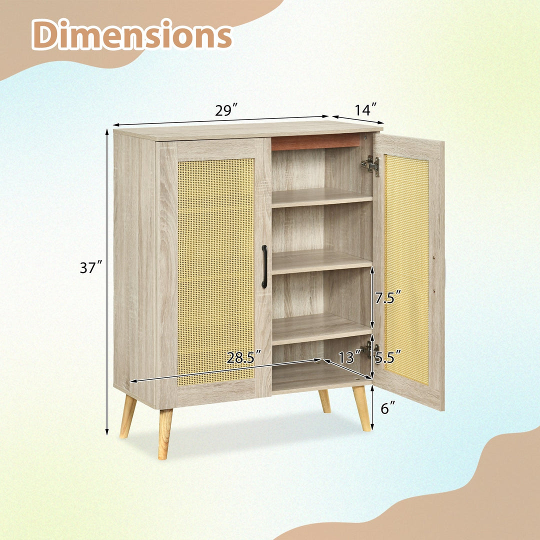 5-Tier Rattan Shoe Cabinewith 3 Removable Shelves