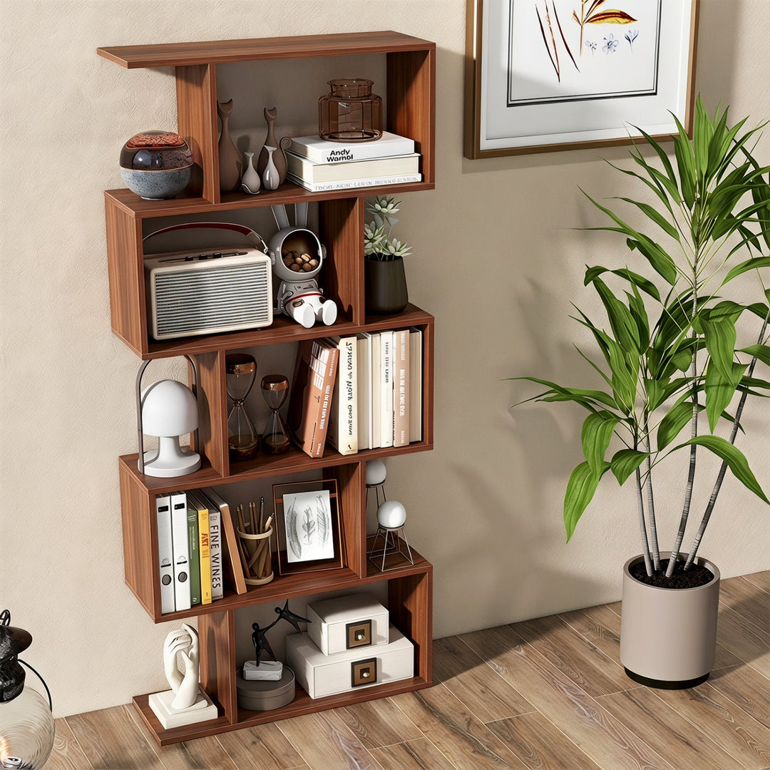 5-Tier S-Shaped Bookshelf with Anti-Tip Kit