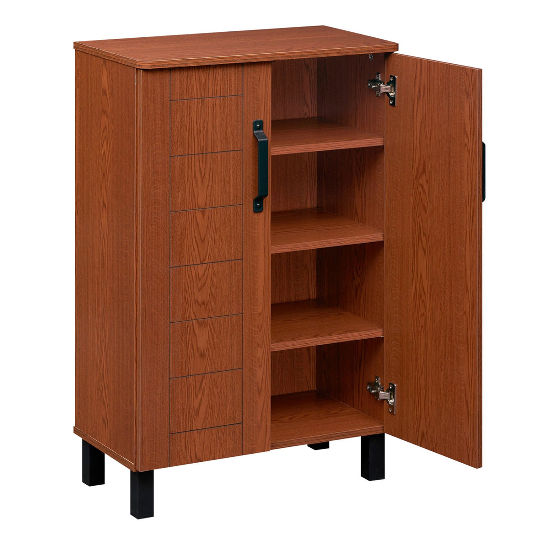 5-Tier Shoe Storage Cabinet Freestanding Wooden Shoe Rack Organizer