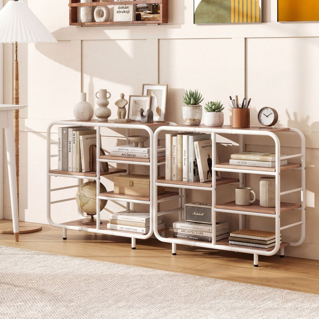 5-Tier Storage Organizer Open Book Shelf with Metal Frame