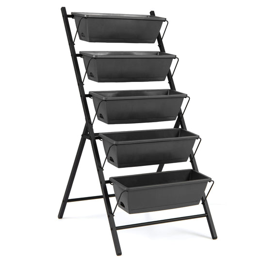 5-Tier Vertical Raised Garden Bed with Drainage System and Removable Trays for Vegetables