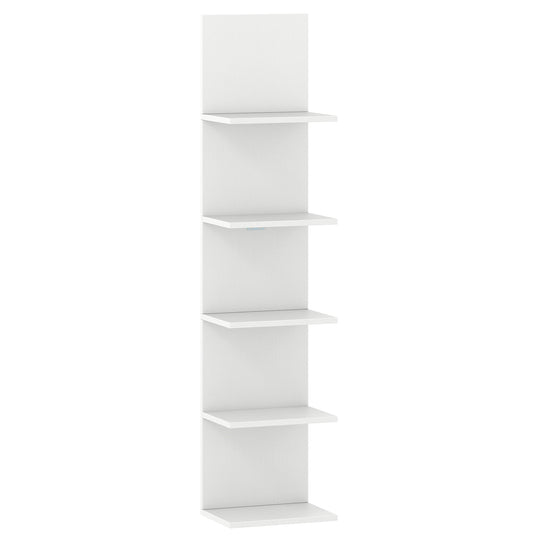 5-Tier Wall Mounted Shelf Unit with Wood Grain