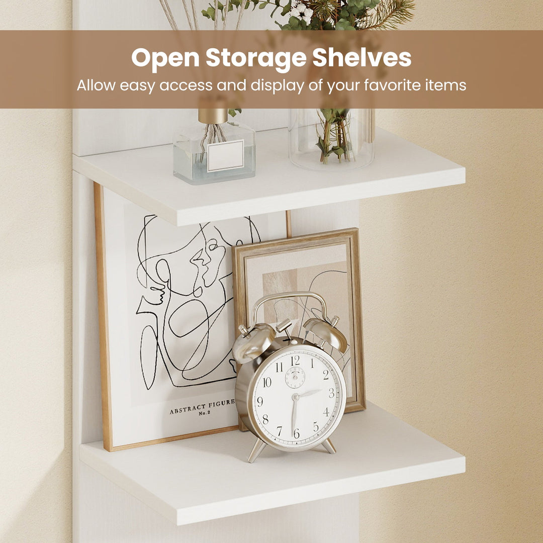 5-Tier Wall Mounted Shelf Unit with Wood Grain
