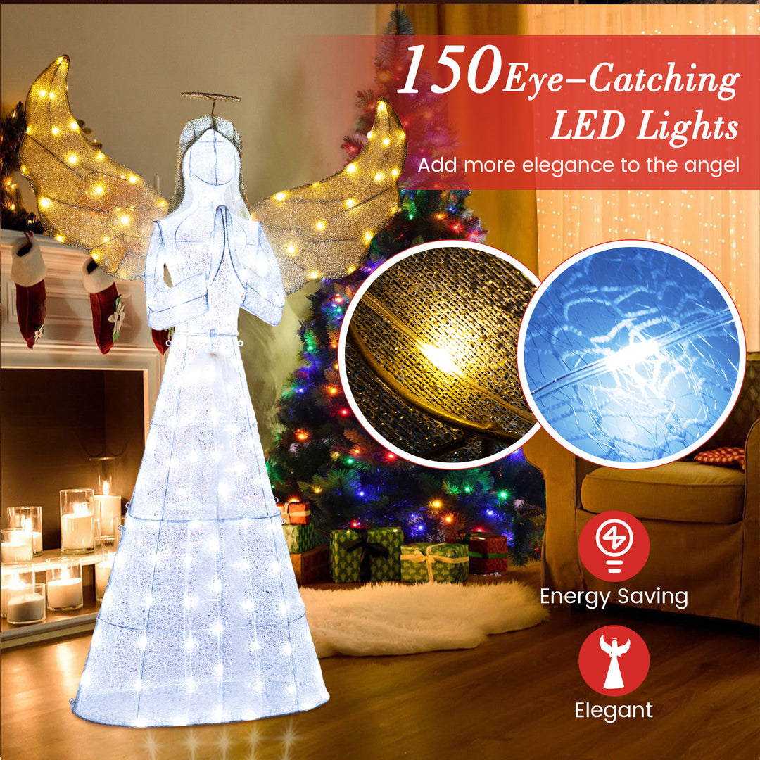 5 ft Festive Pre-Lit Angel with Halo and 150 LED Lights