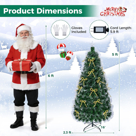 5 ft Fiber Optic Artificial Christmas Tree with Dazzling Optical Fibers-S