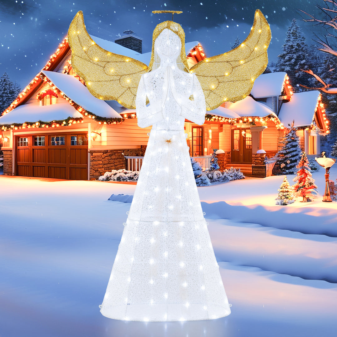 5 ft Festive Pre-Lit Angel with Halo and 150 LED Lights