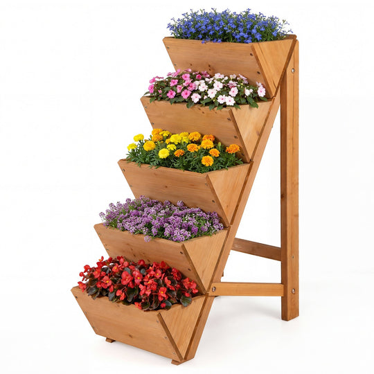 5-tier Vertical Raised Garden Bed Wood Elevated Planter Box with Legs