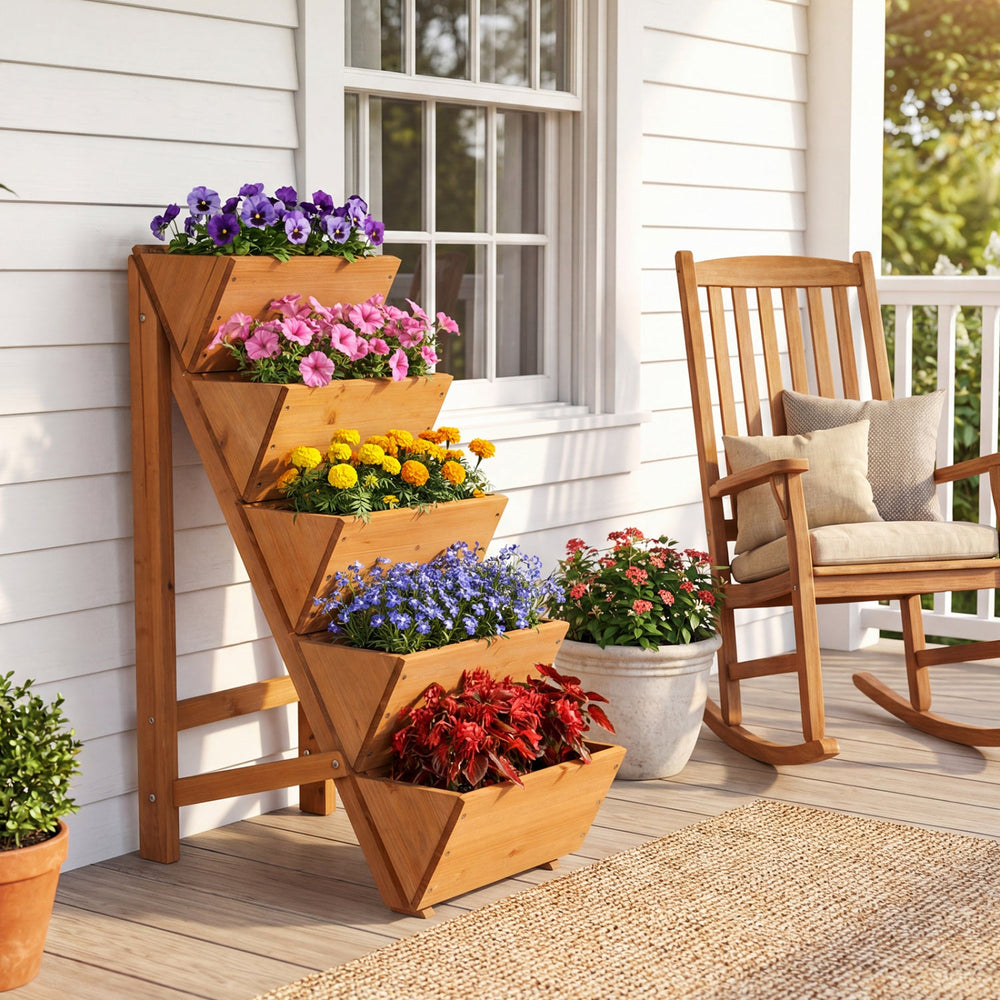5-tier Vertical Raised Garden Bed Wood Elevated Planter Box with Legs