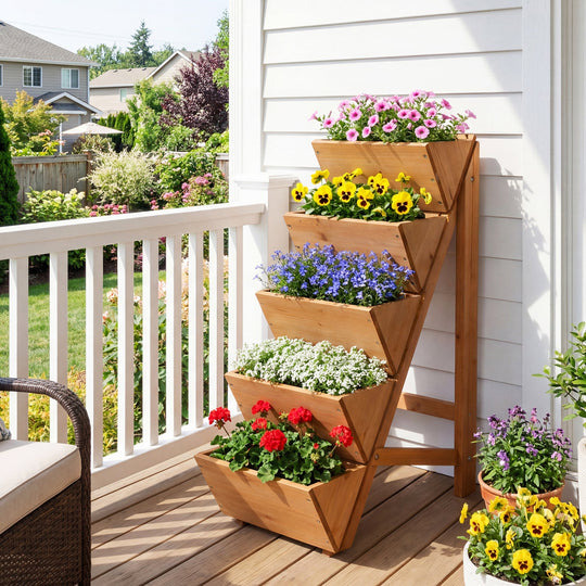 5-tier Vertical Raised Garden Bed Wood Elevated Planter Box with Legs
