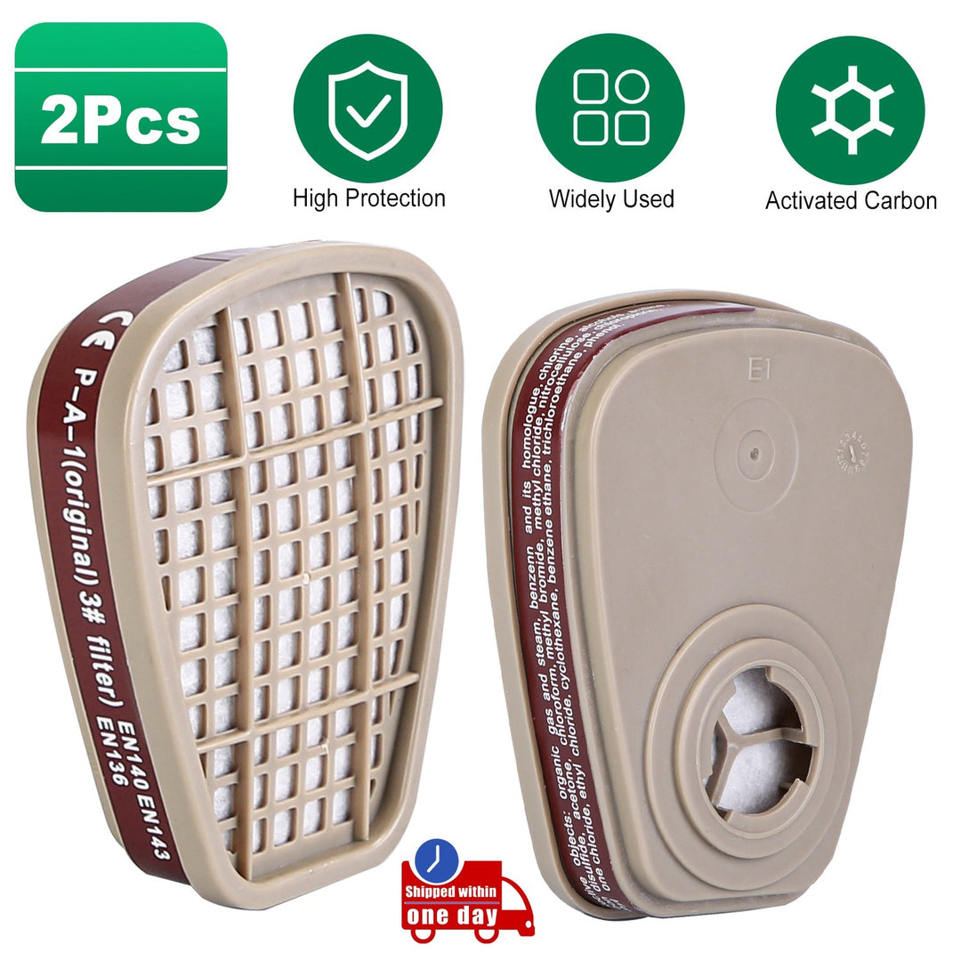 2Pcs 6001 Filter Cartridges Replacement 6001 Organic Vapor Cartridge for Gas Respirator Fit for 6200/7501/7502/6502/6800