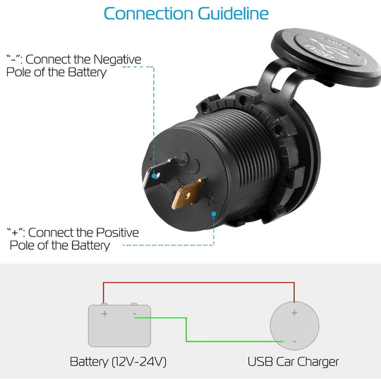 1Pc 2 USB Charger 12-24V Car Cigarette Lighter Socket Splitter Dual USB 2.1A Outlet Car Charger IP65 waterproof for Car Boat Marine Mobile