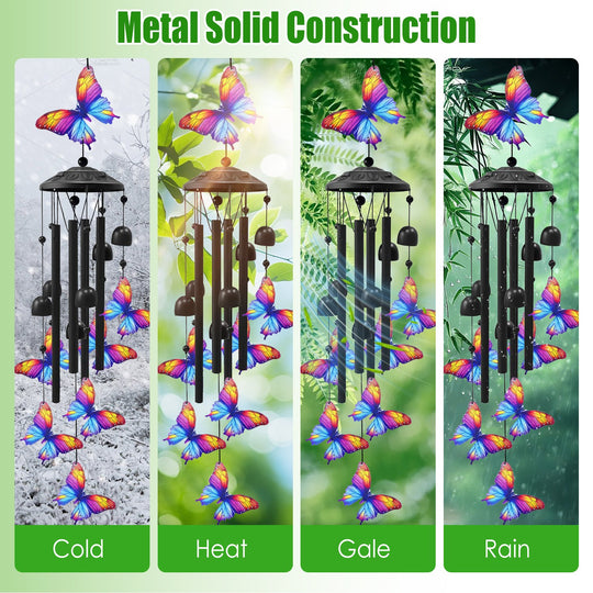 Metal Wind Chimes with Aluminum Tubes - Butterfly & Hummingbird