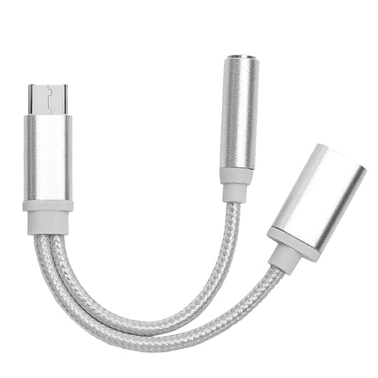 USB Type C to 3.5mm Aux Audio Charging Adapter Braided TPE Metal Shell Headphone Jack Splitter Cable Wire Charger
