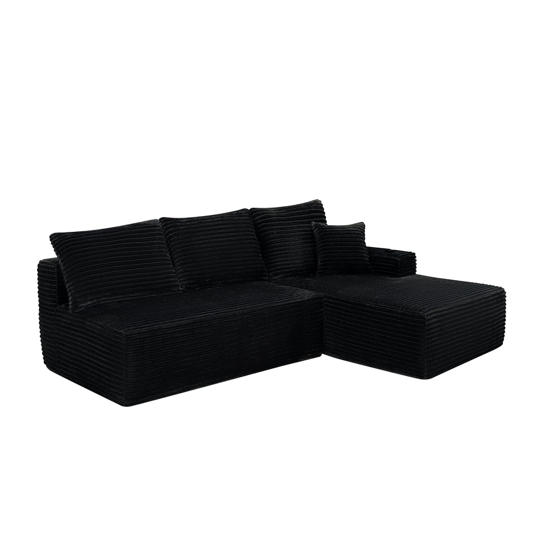 96" L-Shaped Sectional Sofa with Chaise in Plush Corduroy