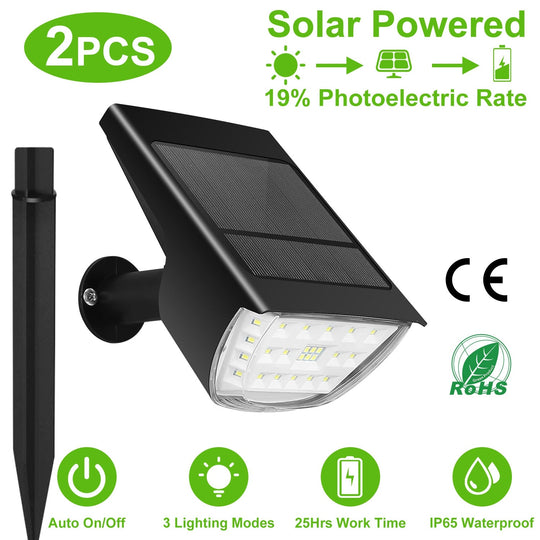 Solarek 32 LEDs Solar Landscape Spotlights IP65 Waterproof Solar Lights Auto On/Off Solar Powered Security Wall Lights 3 Modes Lighting For Yard Garde