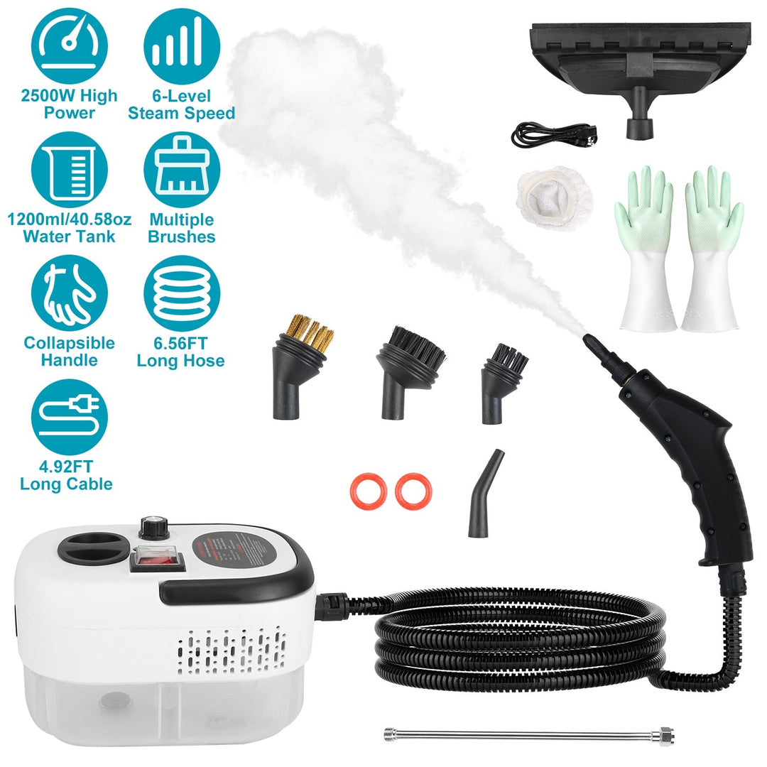 2500W Handheld Steam Cleaner with 6 Speed Settings & Gloves